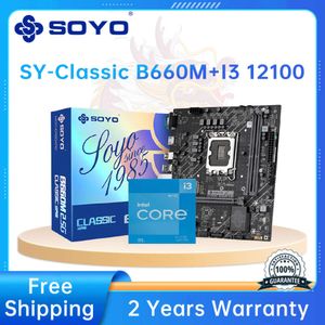 SOYO – carte mère classique B660M 2.5G, avec processeur Intel I3 12100 de 12e génération, ensemble de cartes mères double canal DDR4 LGA1700