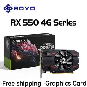 SOYO Grafische Kaart GPU Radeon RX 550 4G GDDR5 128Bit 14nm Computer PC RX550 PCIE 30 Gaming Videokaarten volledige 240113