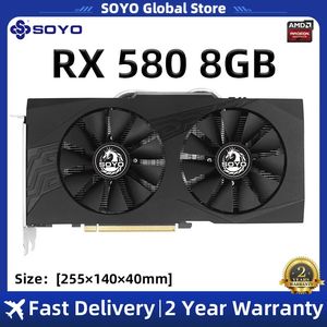 Tarjeta gráfica SOYO RX580 de 8GB, 8 pines, GDDR5, 256 bits, PCI Express, 30x16 GPU, Radeon, vídeo para videojuegos para ordenador de escritorio, 240113