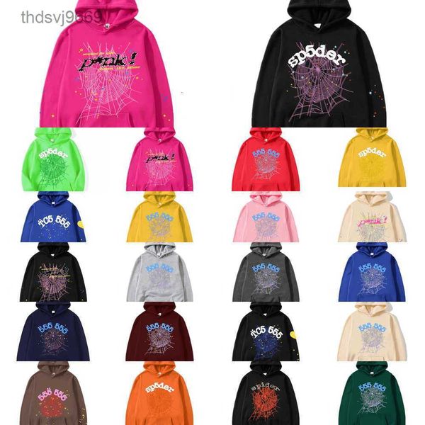 SP5DER 555 SPIDER Sweat à capuche Designer Femmes Pullover Pink Red Young Thug Hoodies Men Fomens Broidered Web Sweatshirt Joggers TSQZ GPF8