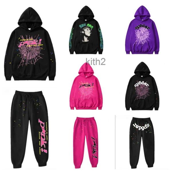 Sp5der 555555 Sweat à capuche Hommes Femmes Haute Qualité Angel Number Feuilletée Impression Graphique Spider Web Sweatshirts Costume Sport Set Imprimer I4JO