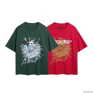 Sp5DER Début du printemps Nouveau pur coton imprimé toile d'araignée en vrac Col rond Hommes et femmes T-shirt d'été à manches courtes Petite et tendance T-shirt de marque T-shirts