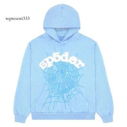 sp5der sweat à capuche New Sky Spider Hommes Femmes 1 Hip Hop Young Thug Spider Sweat à capuche dans le monde entier 555555 Sweatshirts Imprimer Pull à capuche Bleu clair