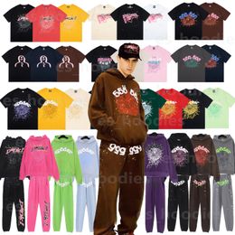 Sp5der Sweat à capuche Spider Young Thug 555555 hommes mousse pour femmes Imprimer Spiderweb Match Pink Sweatshirt Y2K Long Pantalon
