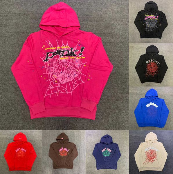 Sp5der Hoodies Young Thug 555555 Angel Pullover Pink Red Hoodye Pants Men Top1 Quality Shoe Sp5ders Printing Spiders hoodie Tidal flow design 652ess