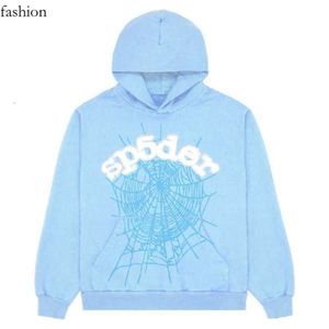 Sp5der Heren Hoodies Sweatshirts Blue Thug Spider Hoodie Wereldwijd Sweatshirts Print Pullover Hoody Lichtblauw Sp5der Hoodie 879
