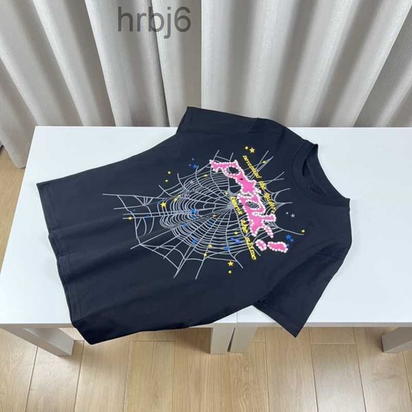 Sp5der Camisetas para hombre Diseñador Hombre Pink Black Bead Shirt Camiseta gráfica Sudadera con capucha 555 Impresión Mujeres Alta calidad Manga corta Gente libre Ropa Cuello redondo t SFV3HNG 3HNG