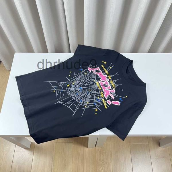 Sp5der para hombre camisetas diseñador hombre rosa negro camisa de cuentas camiseta gráfica araña sudadera con capucha 555 impresión mujeres de alta calidad manga corta gente libre ropa cuello redondo t xzam