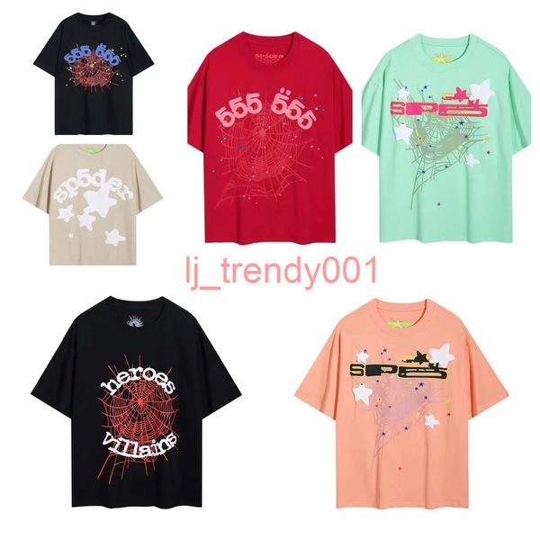 SP5DER T-shirt Men Sp5der Pink Young Thug 555555 MANS FEMMES QUALITÉ MOSHING IMPRESSION SPIDRE MOTIF THISTRI