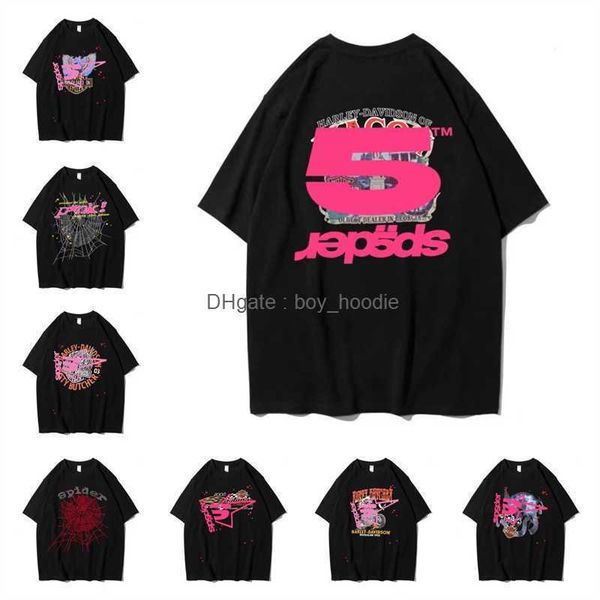 sp5der T-shirt Femme Homme Manches Courtes et Femme High Street Pike Vêtements Hip Hop Qualité Moussante Manches Courtes Taille Européenne XS-XXL SXAW