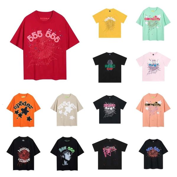 sp5der camiseta hombres mujeres diseñador camiseta streetwear hiphop marca de moda telaraña carta impresión manga corta para hombre algodón ropa de verano ropa casual tee top cn
