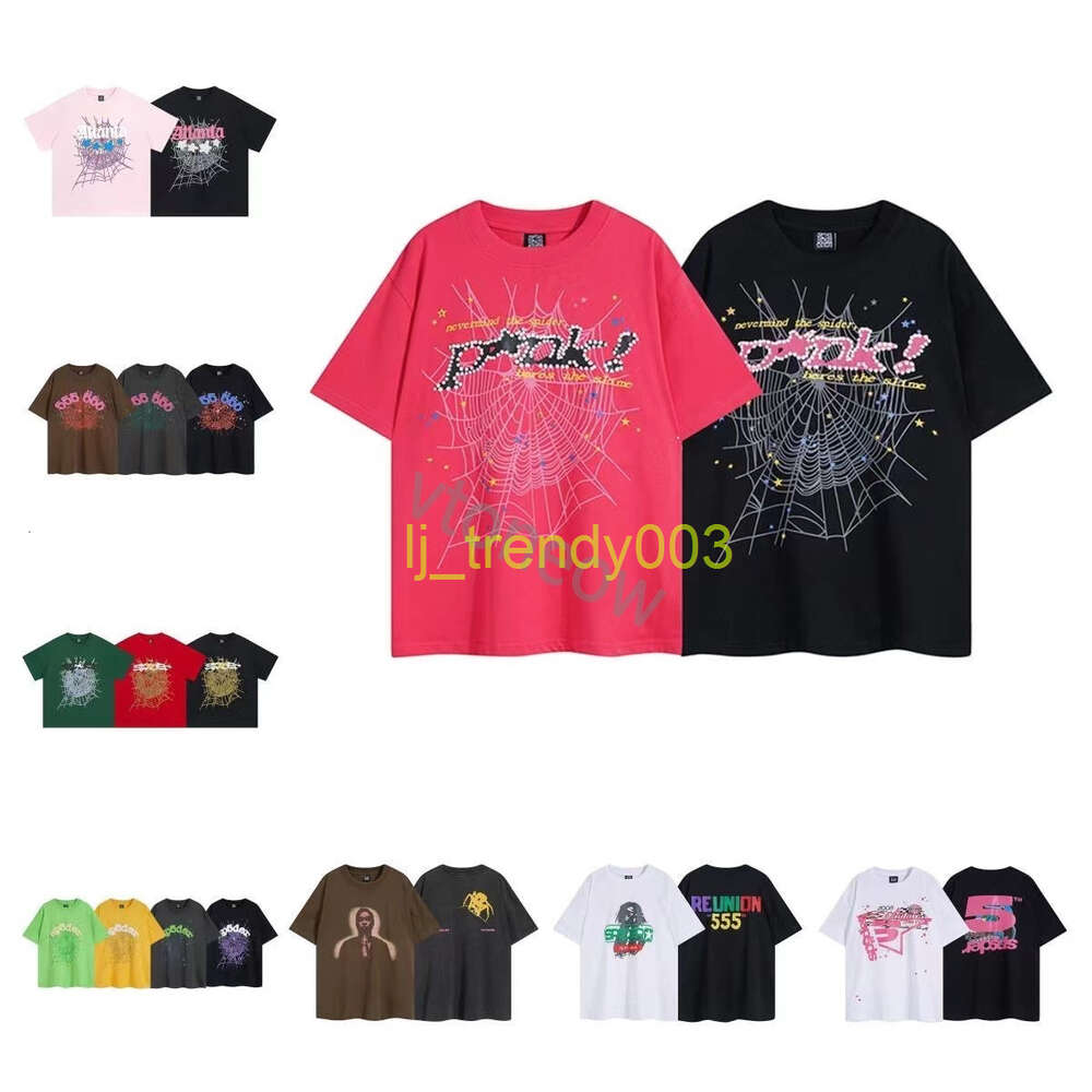 SP5der Tshirt Erkek Kadın Tasarımcı T-Shirt Street Giyim Hiphop Moda Marka Örümcek Web Mektubu Baskı Kısa Kollu Erkek Pamuk Yaz Giyim Giyim Giyim Güz