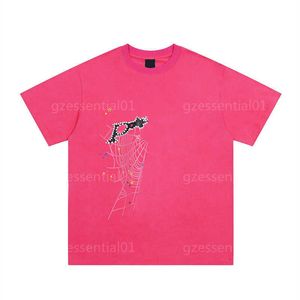 Camiseta de araña Camisetas de diseñador para hombres Moda de manga corta Camiseta de verano Alta calidad Hip Hop High Street 555 hombres mujeres Deportes camiseta casual para hombre camiseta rosa