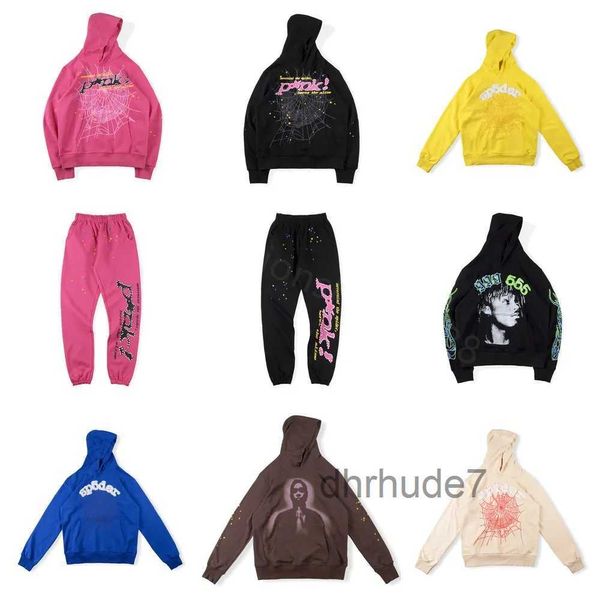 Sp5der Young Thug 555555 Hombres Mujeres Sudadera con capucha Espuma de alta calidad Estampado de tela de araña Gráfico Rosa Sudaderas Y2k Jerseys S-2xl 9CRL