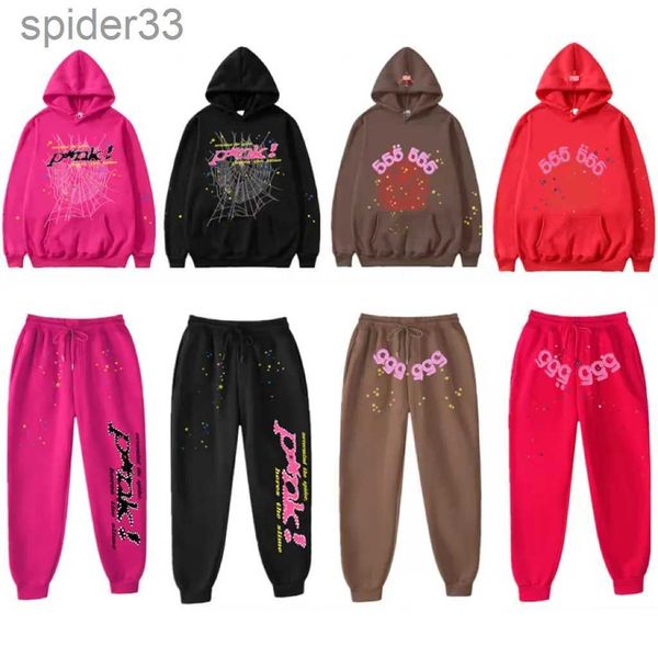 Sp5der Young Thug 555555 Sweats à capuche pour hommes Sweat-shirts Noir Marron Araignée Sweat à capuche Photo réelle Survêtement Web Pulls à capuche Pantalons de survêtement Ensemble S-2x HTH7