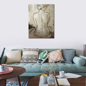 Spa dag handgemaakt abstract olieverfschilderij op canvas met getextureerd vrouwelijk figuur kunstwerk voor woonkamer kunst aan de muur