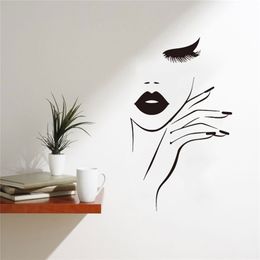 Spa Nail Manucure Salon De Coiffure Wall Sticker Mode Femme Cils Studio Sticker Vinyle Accueil Fenêtre Décor Amovible 220727