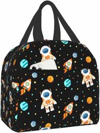 Space Astraut Lunchtas voor kinderen Jongens Meisjes Zwarte planeten Universum Geïsoleerde koeler Lunchbox voor schoolwerk Picknickstrand y62E #