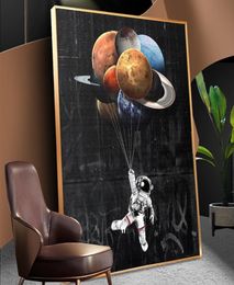 Space Astronaute Stars Dreamis Tolevas Huile Paindre des images murales abstraites modernes pour les affiches de dessins animés du salon et imprime à la maison D5292648