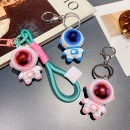 Ruimte Astronaut Key Chain Hanger PVC Resin Pink Blue Acryl Key Ring Planet Anti Lost Backpack Accessoires Sieraden Groothandel