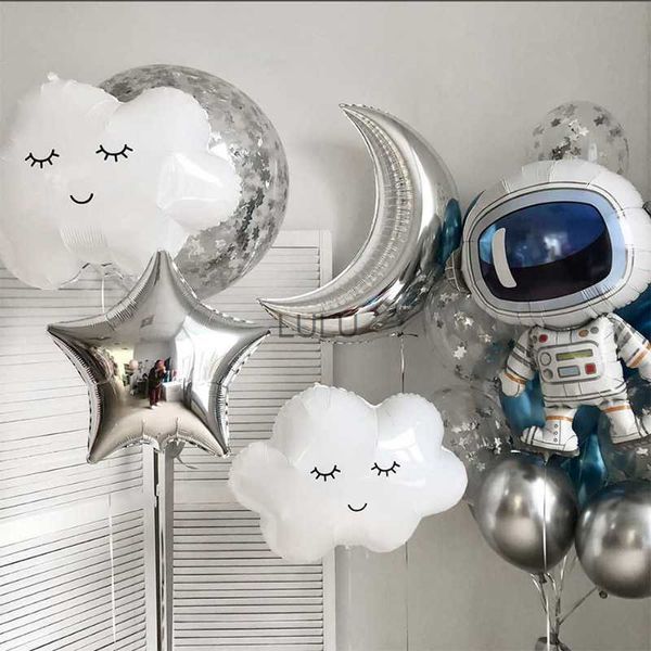 Espace astronaute fusée nuages blancs décoration d'anniversaire ballons bébé douche fête faveurs enfants baptême fête décor fournitures HKD230825 HKD230825