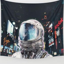 Tapisserie murale d'astronaute spatial, bannières artistiques suspendues, drapeaux de chambre à coucher, dortoir, décoration de fond de canapé, toile imprimée rétro Spaceman Beac176E