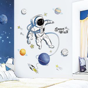 Autocollant mural astronaute spatial pour chambres d'enfants garçons chambre vinyle autocollants décoratifs esthétiques 220309