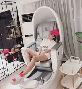 Capsule spatiale canapé de bain de pieds électrique massage inclinable coquille d'oeuf multifonctionnelle avec bassin lave-pieds SPA meubles de salon de spa, lit de shampoing de salon