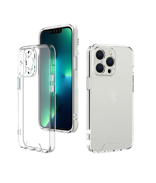 Étuis à espace pour iPhone 14 13 12 11 Pro Max XR XS 7 8 Plus Cleu couvercle de téléphone transparent transparent Hard Back Hard Back TPU PC transparent