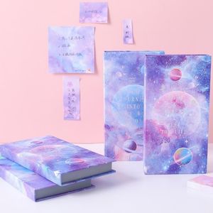 Space Cherry Blossoms Kleverige Notes Galaxy Planet Notebook Little Book Sticker Set met Box Scheurbare Note Studenten Prijs Terug naar school Gift