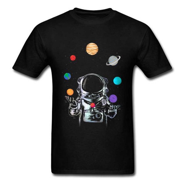 Camiseta de circo espacial para hombre, camiseta loca, camisetas de astronauta, camisetas de fiesta, ropa negra de manga corta, suéter de verano de dibujos animados 210629
