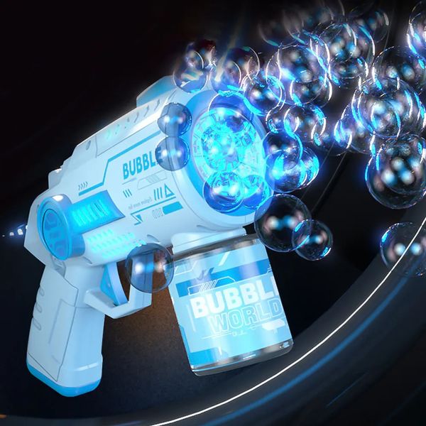 Space Electric Automatic Light Bubble Machine Gun Gun Gamen de verano Batsing Outdoor Games para niños Fantasía Toy para niños Regalo 240418