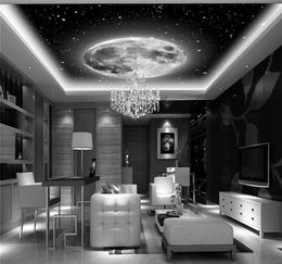 Space Galaxy Planets Po Fond d'écran personnalisé Art Wallpaper 3D mural Mural Bedroom grand mur art noir décor de chambre blanche noire ki2658148