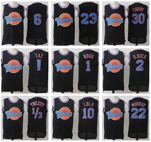 Space Jam Jersey Movie Tune Squad Looney Daffy 2 Duck 10 Lola Bunny Bill Murray 22 Lola Bugs Bunny Taz Tweety Michael Curry Basketball Shorts Black White Jersey