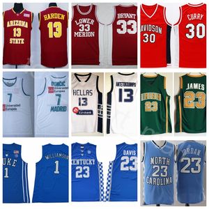 Camisetas de baloncesto universitario de la NCAA Stephen Curry Luka Doncic Harden Giannis Antetokounmpo Dwyane Wade Kawhi Leonard Kevin Durant Kyrie Irving Lillard Westbrook