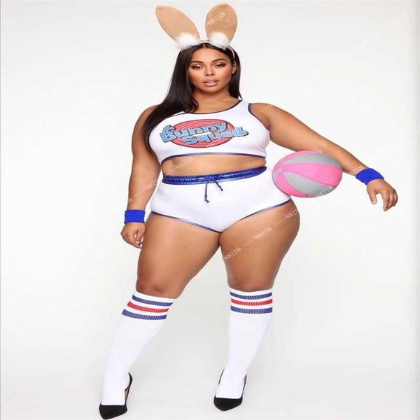 Space Lola Bunny Rabbit Cosplay Disfraz Jam Disfraces Mujeres Niñas Fiesta de Halloween Ropa Tops Pantalones cortos Conjunto Y09133364