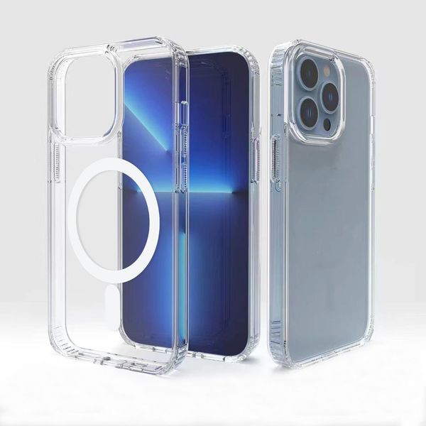 Fundas para teléfonos magnéticos espaciales con imanes N52 para iPhone 15 14 13 12 11 Pro Max XR XS 8 7 6 Plus Samsung S23 Ultra Premium Clear a prueba de golpes fuerte cubierta dura para teléfono móvil