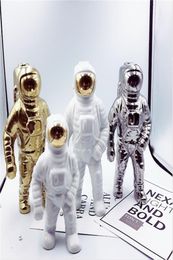Hombre espacial escultura astronauta moda jarrón creativo cohete avión ornamento modelo material cerámico cosmonauta estatua lanzadera Y20015741894