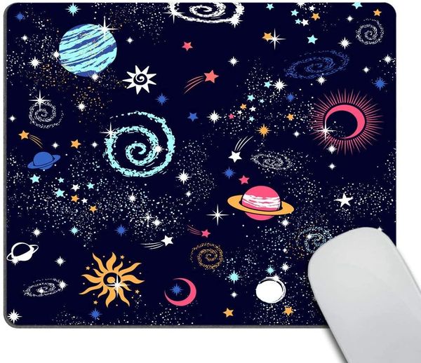 Space Mouse Pad Stars Mouse Pad Mouse Mouse Mousepad Cadre de souris personnalisée Rectangle Mousepad en caoutchouc non glissant 9.5x7,9 pouce