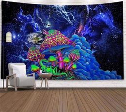 Espace champignon forêt tapisserie conte de fées Trippy coloré Dragon tenture murale tapisserie pour la maison déco tapisserie Mandala T2006011849947