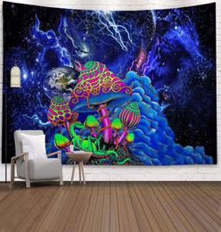 Champignon Space Forest Tapestry Fairytale Trippy Trippy Colorful Dragon mur suspendu pour la maison déco de la tapisserie Mandala LJ2011286205650