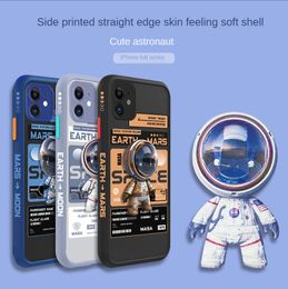 Cas de téléphone imprimé Space Station pour iPhone 12 Mini 11 PRO X XS MAX XR 8 7 6 6S Plus SE TPU Matte Skin Sentez la couverture arrière du cadre de couleur dans le sac OPP