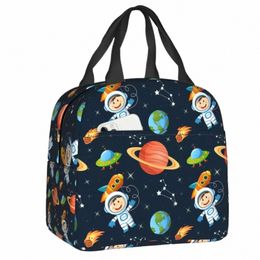 Univers spatial Astraut Sac à lunch thermer refroidisseur isolé carto spatial spatial Boîte à lunch pour les sacs d'école pour enfants sacs de nourriture 30l4 #