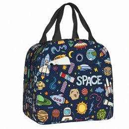 Space Universe Sun Planet Sac à lunch Cooler chaud isolé Astraut Spaceman Lunch Box pour femmes enfants école pique-nique sacs alimentaires z4RA #