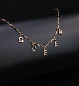 Verspreide initiële naam ketting charme strengen aangepaste diamant met kettingen voor vrouwen Crystal Initial hangende letters choker sieraden Gif6912584