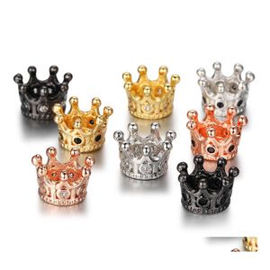 Entretoises 24 pièces/lot métal CZ roi couronne entretoise perles pour la fabrication de bijoux cubique zircone strass pavé reine connecteur résultats goutte D Dhh0T