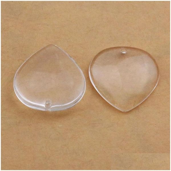 Entretoises 26 mm perles de coeur avec trou dos plat cabochon en verre transparent plateau perforé accessoires de bijoux très transparents 500 pièces vente en gros Dhsmt