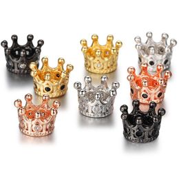 Espaciadores Pequeño Cz King Crown Charm Spacer Beads Cubic Zirconia Rhinestone Pave Queen Pulsera Conector Para Diy Fabricación de joyas D Dhf13