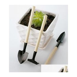 Spade Shovel 1 Setis3 PCS Mini Garden Gereedschap Kit Kleine Hark Wood Handgreep Metalen Hoofd Kinder Tuineerder Tuinieren Gereedschap Druppel Dhqnf Dhqnf