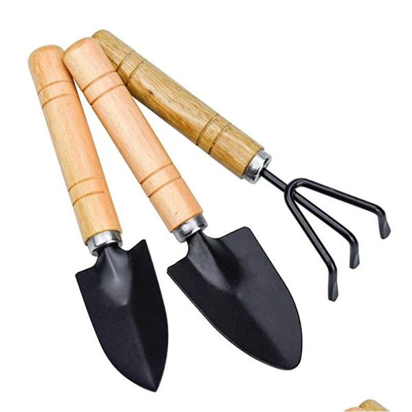 Spade Pelle Usine 3 Pcs / Ensemble Râteau Ensemble Poignée En Bois Outils À Tête En Métal Pour Fleurs Plantes En Pot Mini Outil De Jardin Disséminateur De Semences Dhgpb